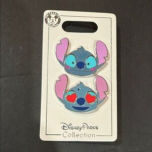 Disney Double Stitch Trading Pin Set - Blue and Pink